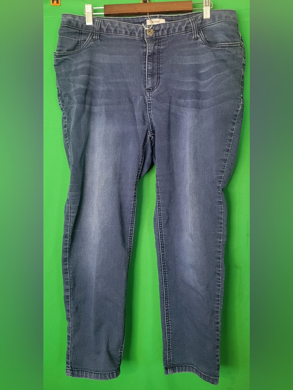 Catherines Slim Straight Jeans Dark Blue Wash 1x Petite 1XWP Jeggings Stretchy